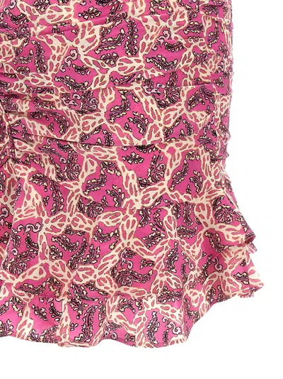 Isabel Marant Milendi Gathered Mini Skirt With Ruuffles In Fuchsia