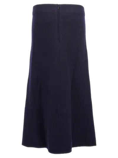 Jil Sander A-line Wool Midi Skirt In 蓝色的