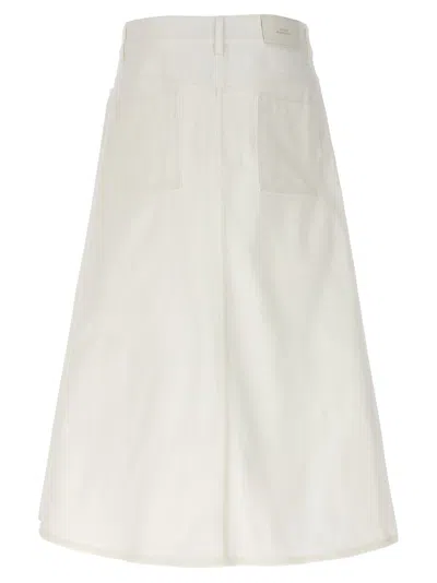 Studio Nicholson High-waisted Midi Skirt With Front And Back Pockets In 白色的