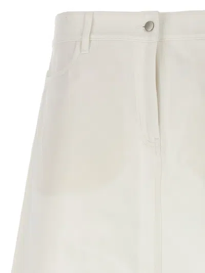 Studio Nicholson High-waisted Midi Skirt With Front And Back Pockets In 白色的