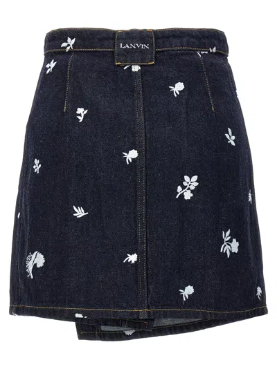Lanvin All-over Embroidery Skirt Skirts Blue In Blue