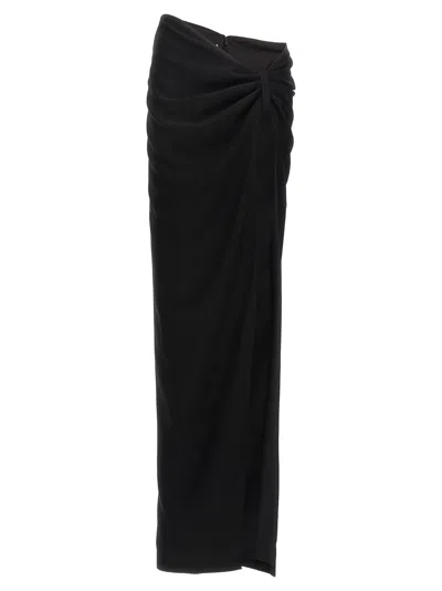Monot Long Draped High-waisted Midi Skirt In Black