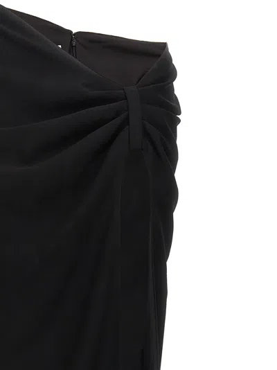 Monot Long Draped High-waisted Midi Skirt In Black