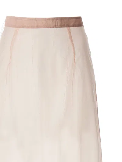 Maison Margiela Pendleton-check-hem Sheer Skirt In Pink