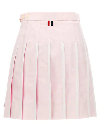 Thom Browne Pleated Oxford Skirt Skirts Pink In Pink