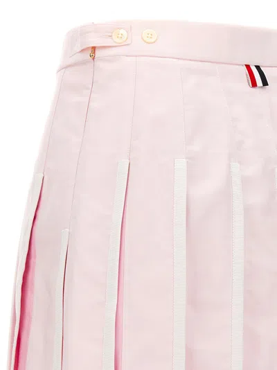 Thom Browne Pleated Oxford Skirt Skirts Pink In Pink