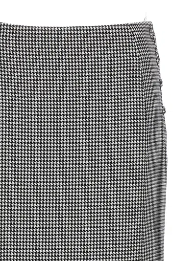 Thom Browne Houndstooth High-waisted Fitted Midi Skirt In 白色/黑色