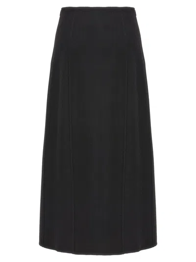 Ermanno Scervino Felted A-line Midi Skirt In 黑色的