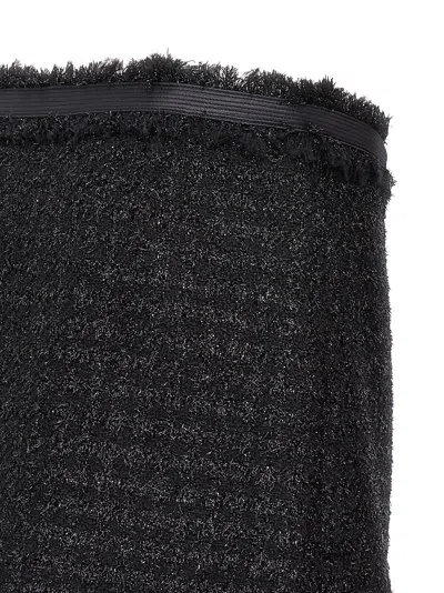 Versace Black Mini Lurex Skirt With Silver-tone Hardware In Black