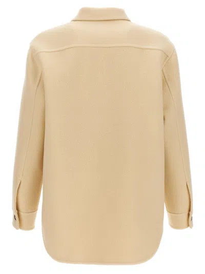 Jil Sander Tailored Wool Coat With Button Closure In Beige