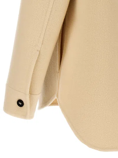 Jil Sander Tailored Wool Coat With Button Closure In Beige