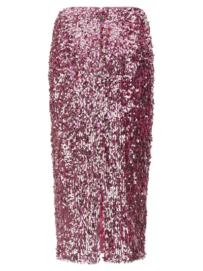 Shop Rotate Birger Christensen Sequin Midi Skirt In Fuchsia