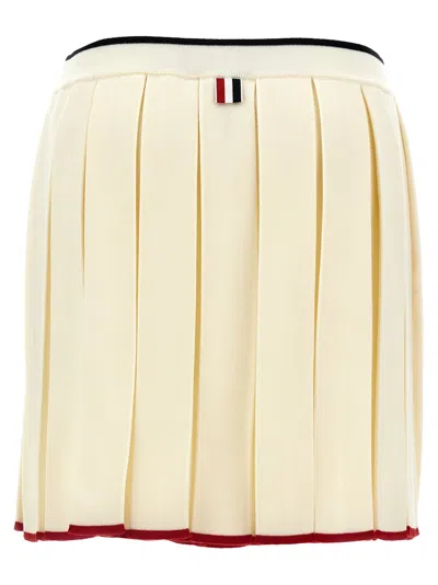 Thom Browne Knitted Pleated Skirt In White