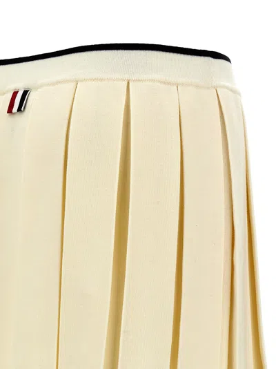 Thom Browne Knitted Pleated Skirt In White