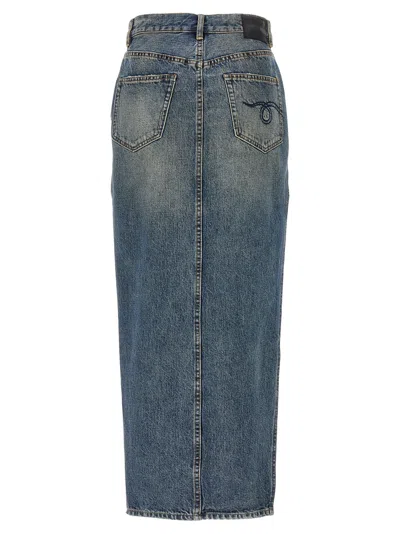 R13 Devon Side Slit Skirts Blue In Blue