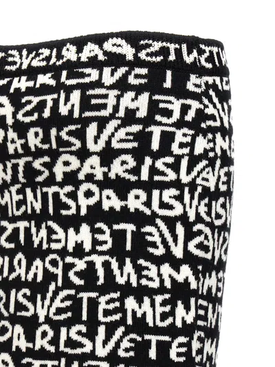 Vetements Paris Monogram High-waisted Mini Skirt In White/black