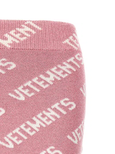 Shop Vetements 'iconic Lurex Monogram' Skirt In Pink