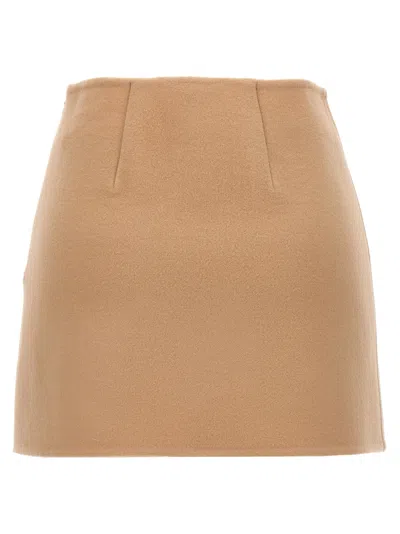 Shop Ermanno Scervino Mini Wool Skirt In 浅褐色的