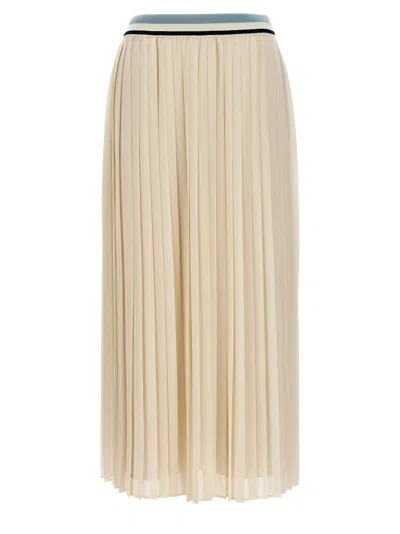 Shop Moncler Long Pleated Skirt In White