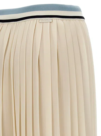 Moncler Georgette Pleated Midi Skirt In White