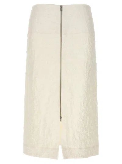 Jil Sander Textured-finish Zip-up Midi Skirt In White