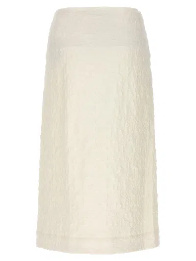 Jil Sander Textured-finish Zip-up Midi Skirt In White