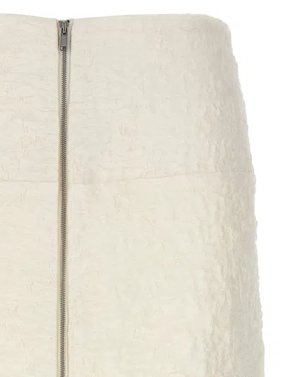 Jil Sander Textured-finish Zip-up Midi Skirt In White