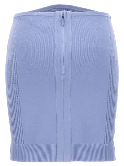 Herve Leger Hervé Léger Mix Zipped Knitted Skirt In Light Blue