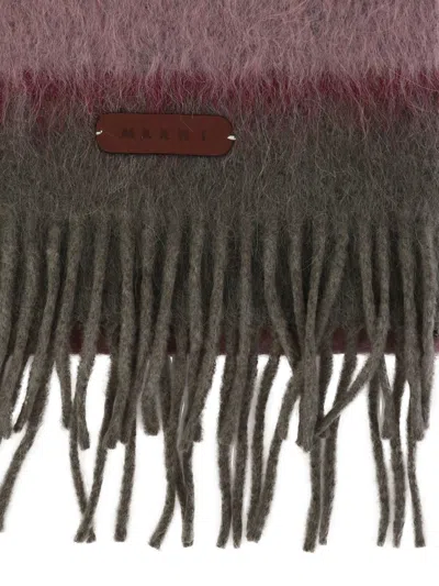 Shop Marni Fringed And Striped Scarf In 粉色的