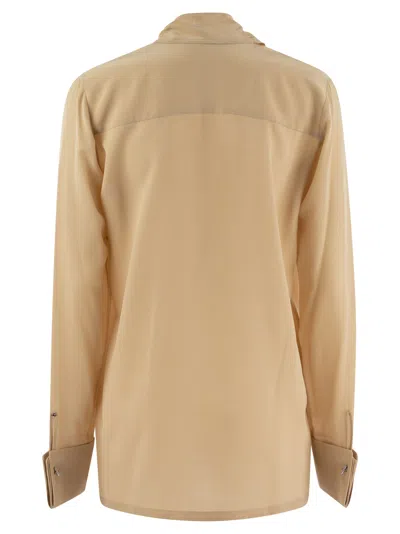 Shop Sportmax Elleni Silk Blouse With Sash In Nude