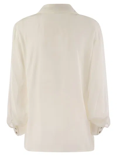 Shop Max Mara Studio Ubicato Silk Blouse With Tie In White