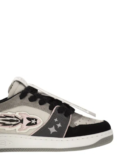 Enterprise Japan Ej Egg Rocket - Leather Trainers With Logo In White/black