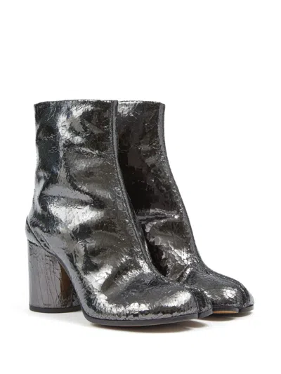 Shop Maison Margiela Tabi Leather Ankle Boots In Grey