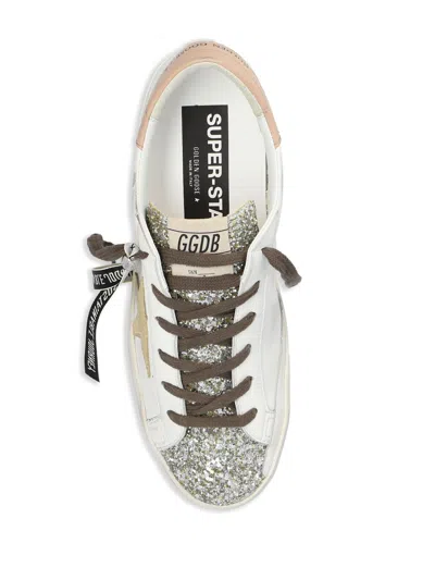 Shop Golden Goose Super Star Bio Based Upper Glitter Toe Suede Star And Leather Heel In Nude & Neutrals