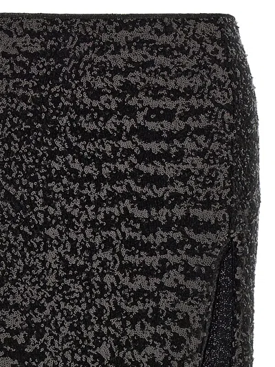 Oseree High-waisted Sequin-embellished Midi Skirt In Black