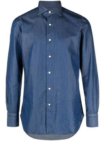 Finamore 1925 Finamore Napoli Cotton Shirt In Blue
