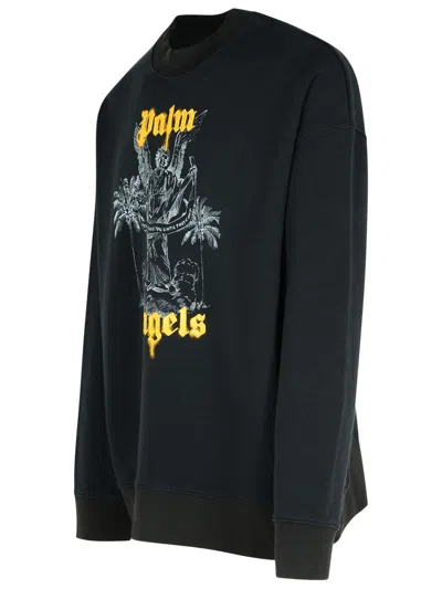 Shop Palm Angels 'palms Pencil' Black Cotton Sweatshirt