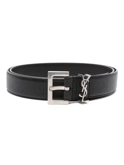 Shop Saint Laurent Ysl Belt Accessories In Black