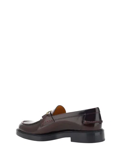 Tod's Loafers With Buckle And Golden Front In Mosto