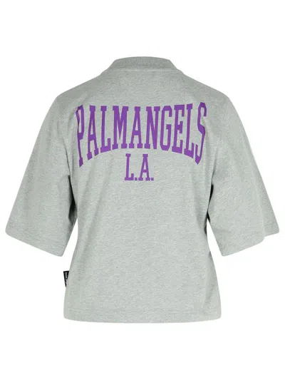 Shop Palm Angels 'college' Grey Cotton T-shirt