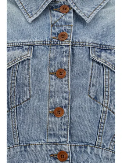 Zimmermann Raie Cropped Denim Jacket In Faded Blue