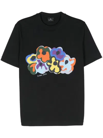 Shop Ps By Paul Smith Ps Paul Smith Printed Cotton T-shirt In Black