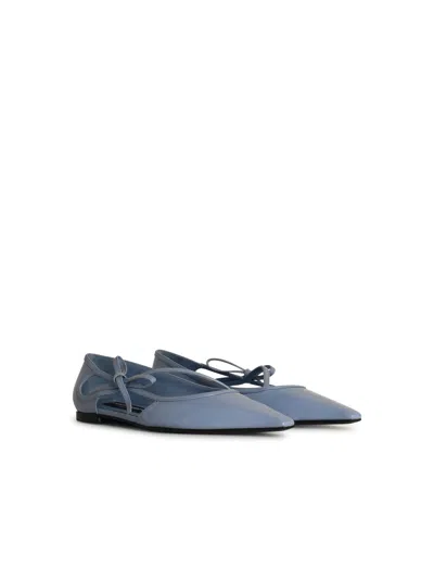 Shop Dolce & Gabbana Light Blue Leather Ballet Flats Woman