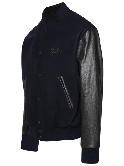 Golden Goose Wool Bomber Jacket And Leather Sleeves In Black