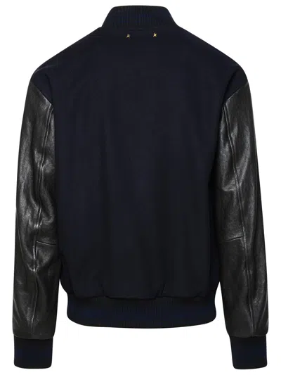 Golden Goose Wool Bomber Jacket And Leather Sleeves In Black