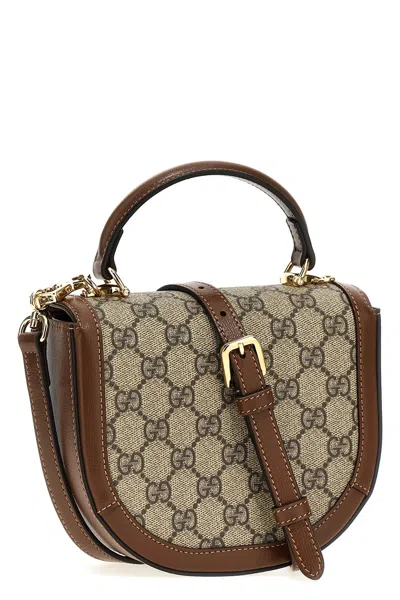 Gucci Women Gg Supreme Fabric Mini Horsebit 1955 Handbag In Brown