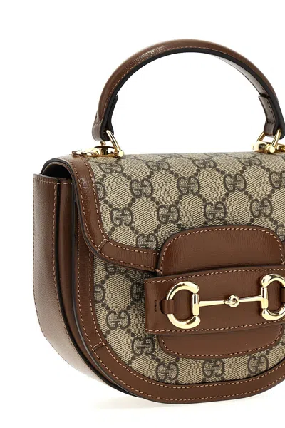 Gucci Women Gg Supreme Fabric Mini Horsebit 1955 Handbag In Brown
