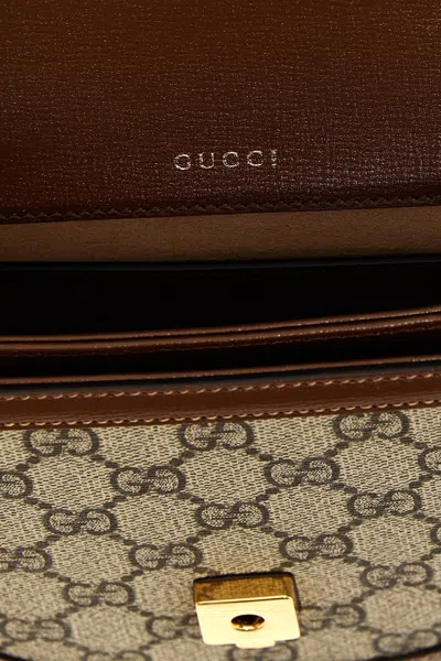 Gucci Women Gg Supreme Fabric Mini Horsebit 1955 Handbag In Brown