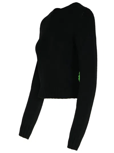 Palm Angels Dark Grey Merino Wool Blend Sweater In Black