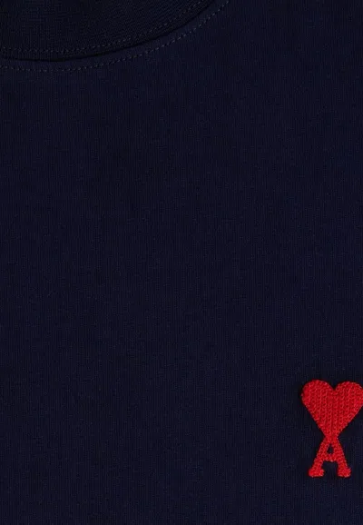 Shop Ami Alexandre Mattiussi Ami De Coeur Crewneck T-shirt In Blue